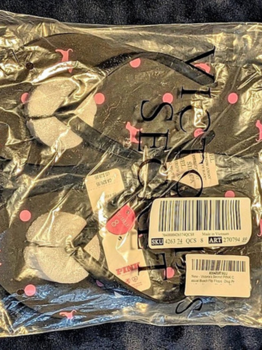 Victoria's Secret PINK Casual Beach Flip Flops Dog Print